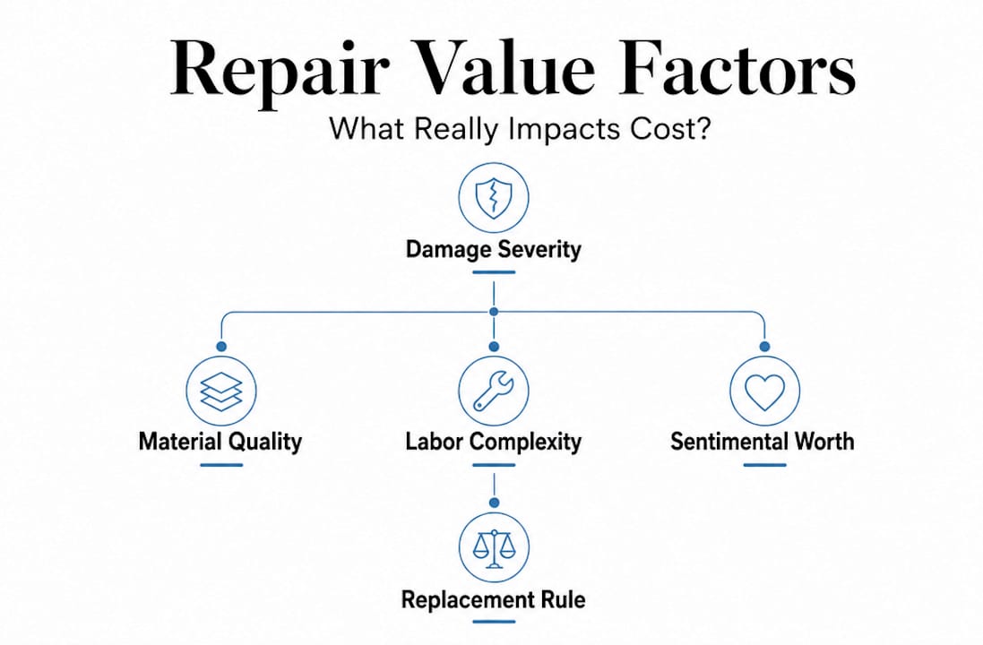 Infographic ranking furniture repair value factors