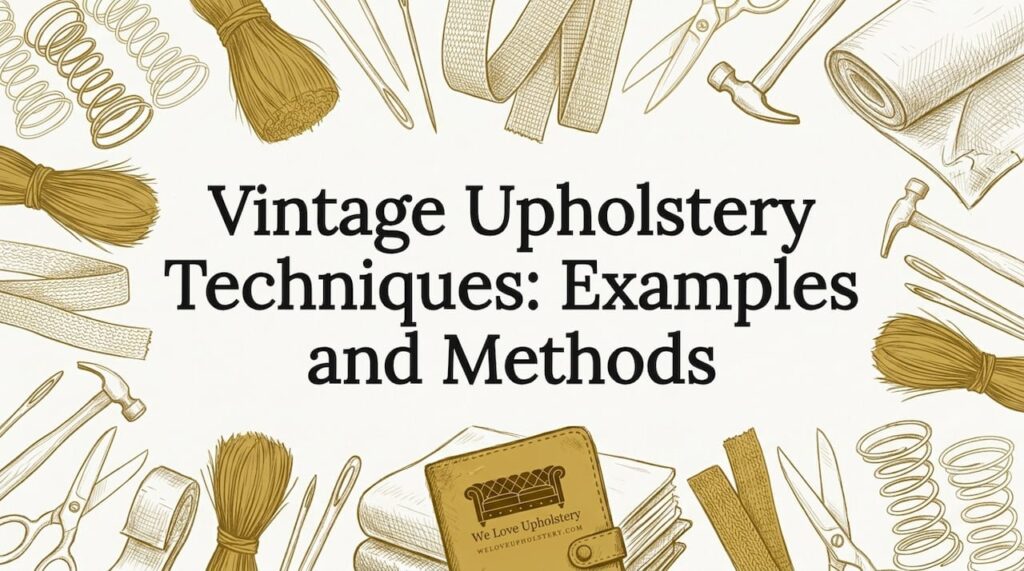 Decorative vintage upholstery title card illustration