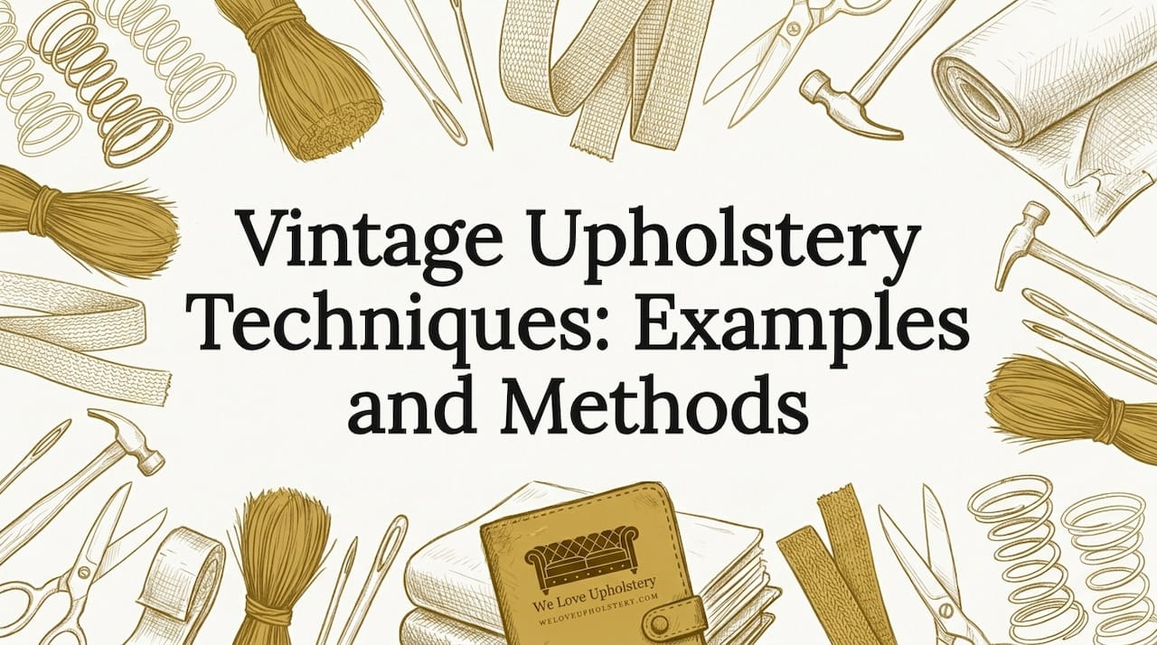 Decorative vintage upholstery title card illustration