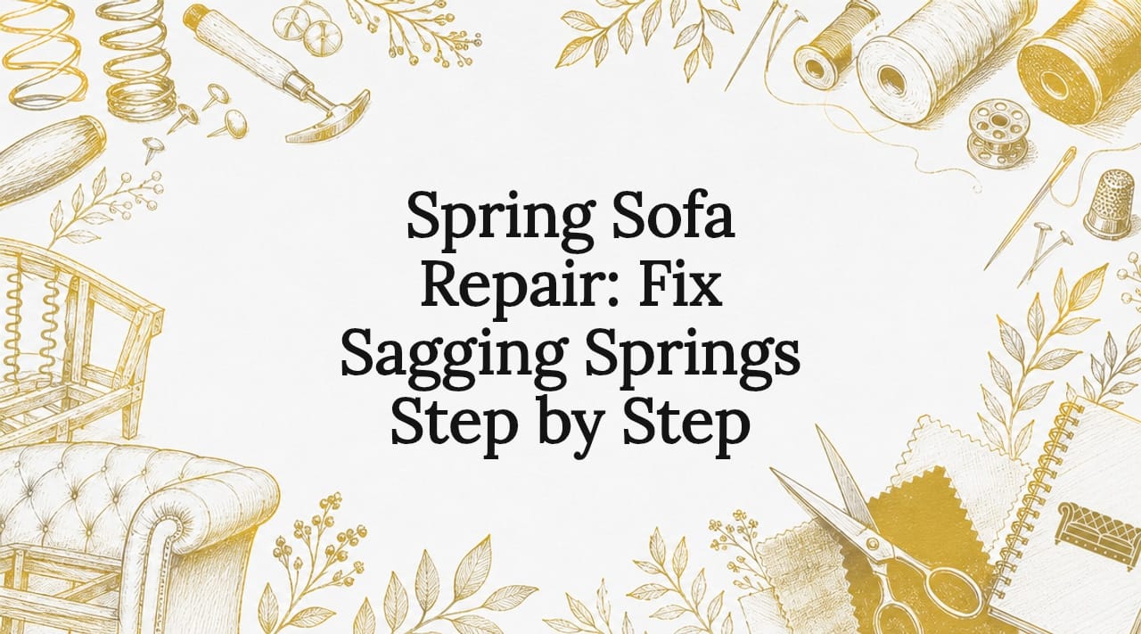 Decorative title card illustration for sofa repair article