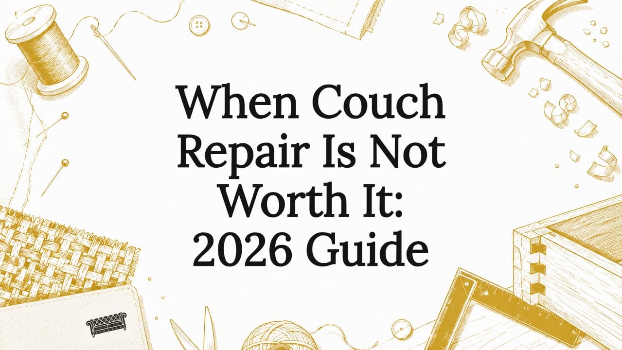 Decorative title card illustration for sofa repair article
