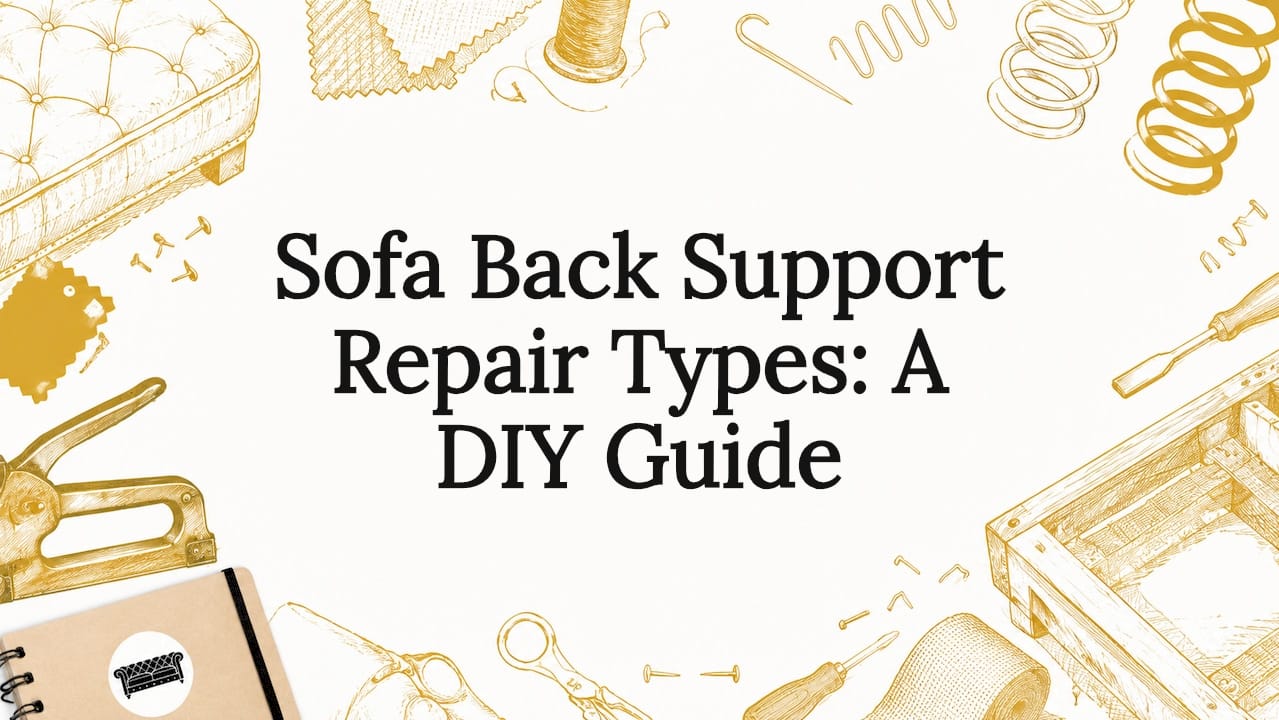 Decorative sofa repair title card illustration