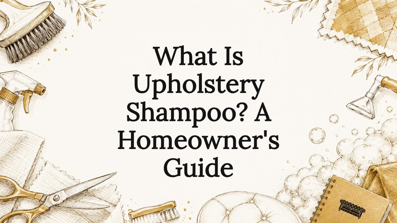 Decorative upholstery cleaning title card illustration