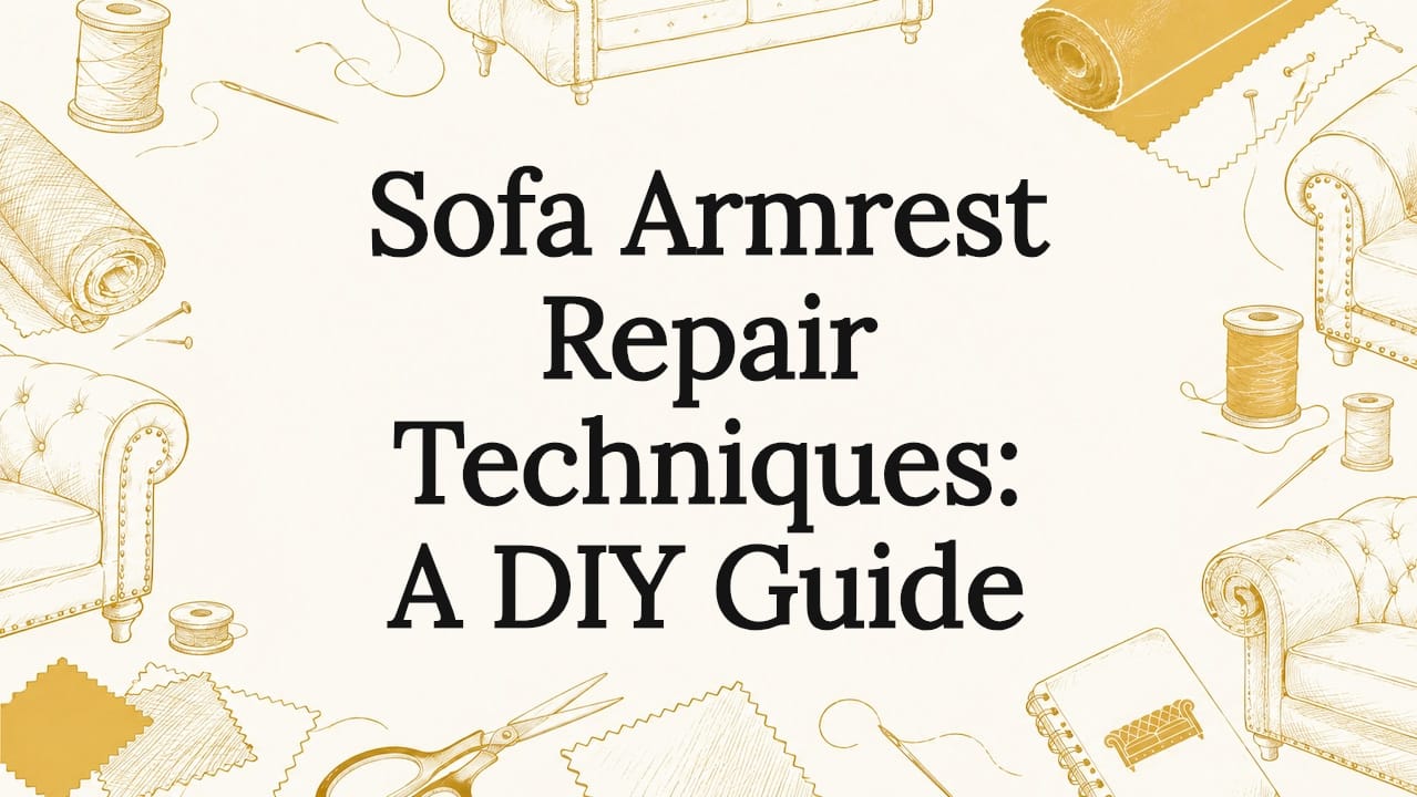 Decorative hand-drawn sofa armrest repair illustration