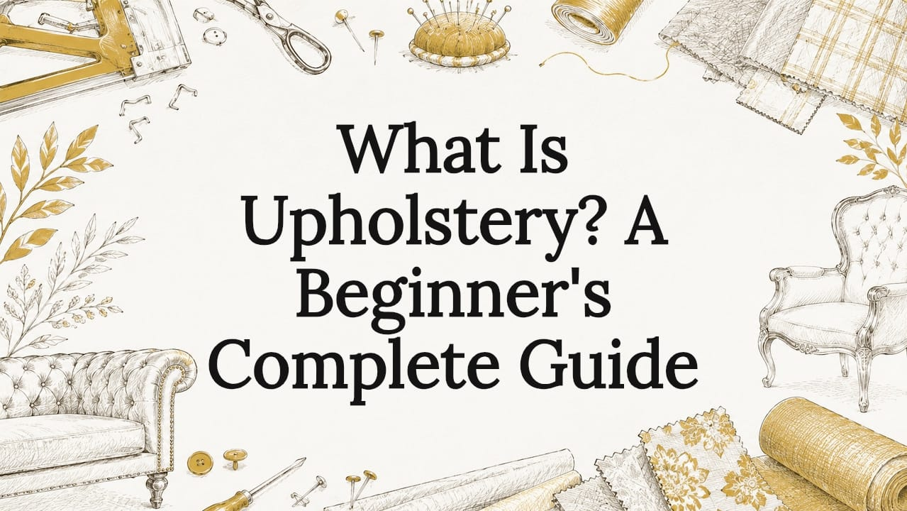Decorative upholstery title card illustration