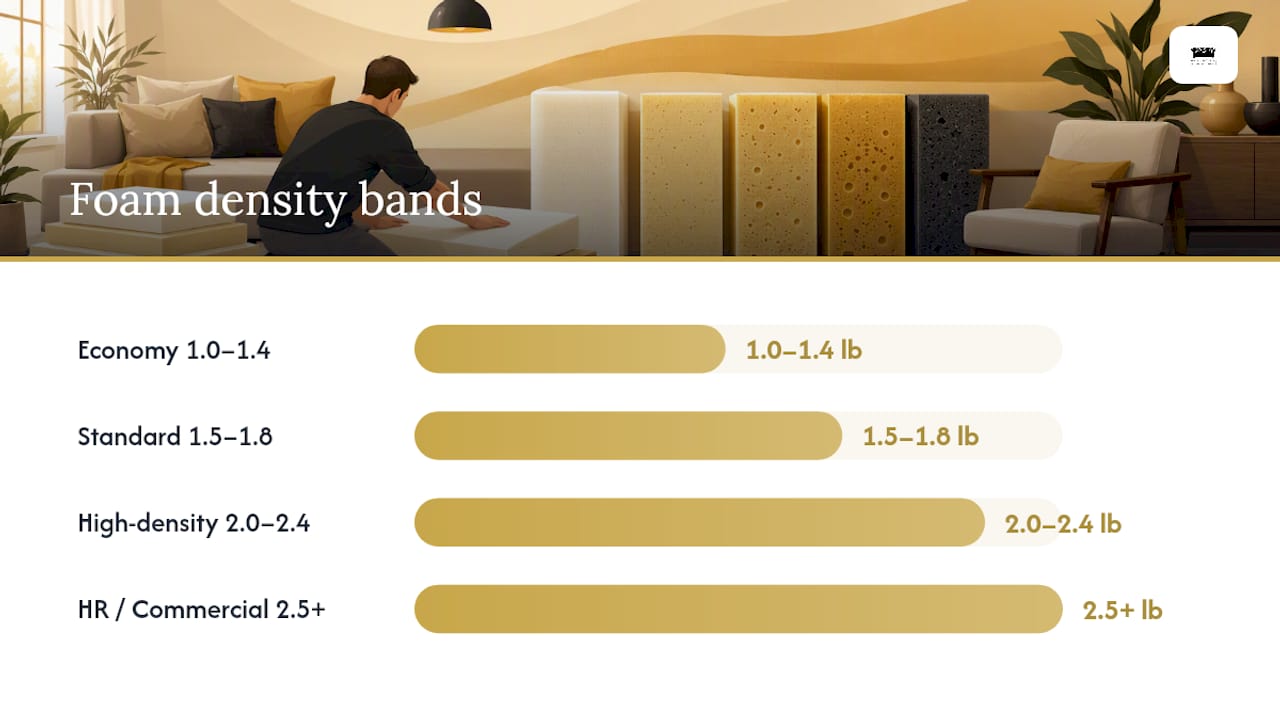 Foam density range comparison infographic