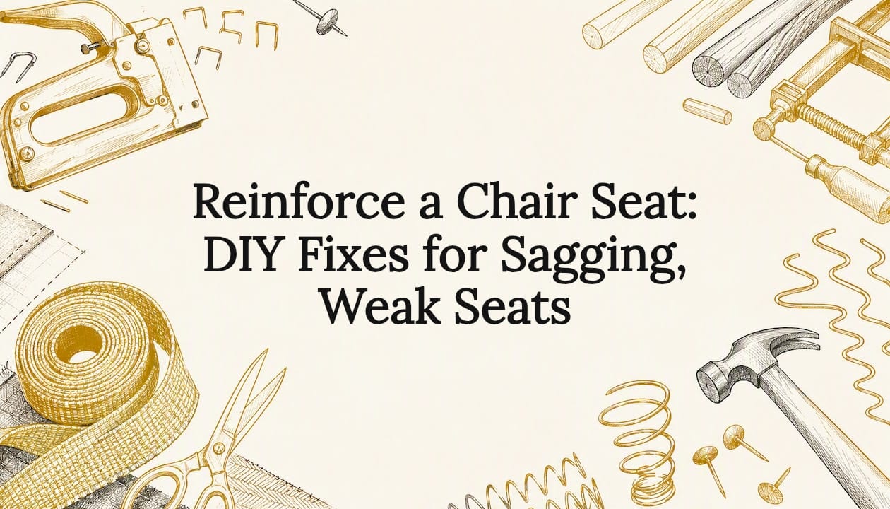 Decorative upholstery tools sketch title card