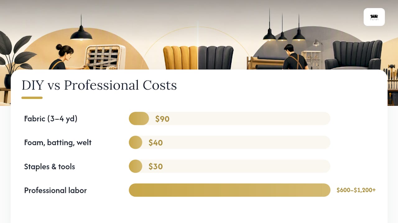 Cost comparison of DIY versus professional upholstery